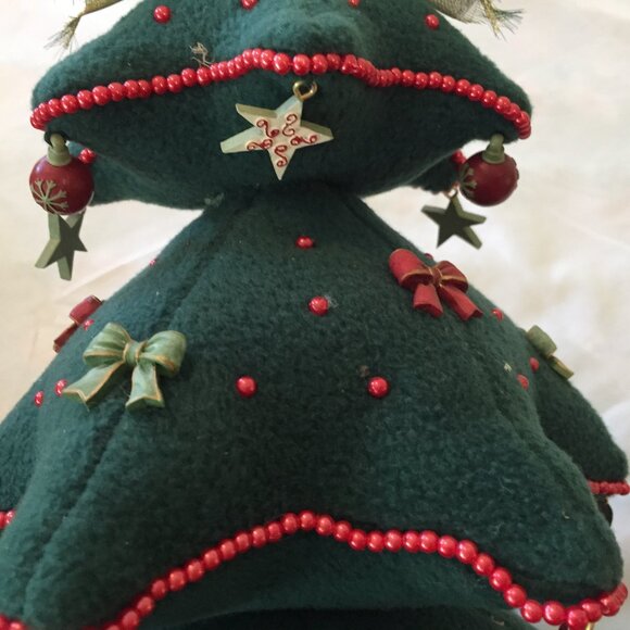 Vintage Handmade 3D Soft Stuffed Plush Fabric Christmas Tree 14” Mini Ornaments - Picture 9 of 11